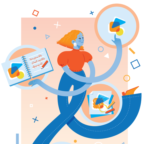 Flat design artwork with the title 'Illustration'