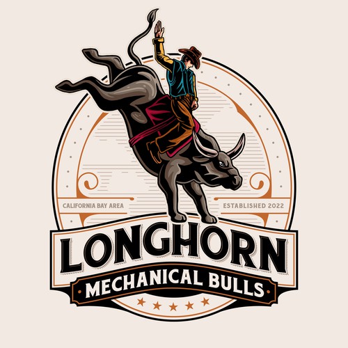 Longhorn design with the title 'LongHorn Mechanical bulls'