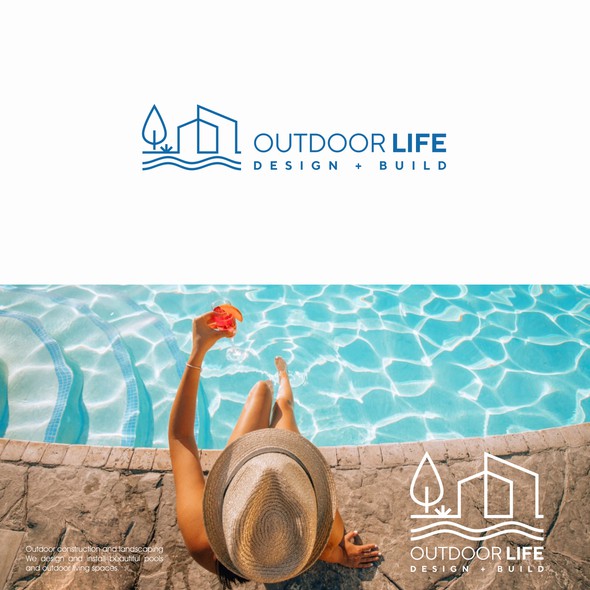 Pool design with the title 'Outdoor Life Design + Build'