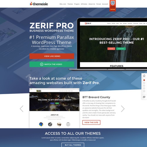 Responsive design with the title 'Zerif Pro'