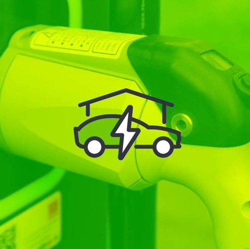 Futuristic logo with the title 'Logo for installation of electrical charging points for electric vehicles'