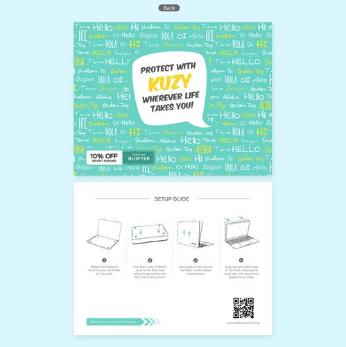 Case design with the title 'Kuzy Macbook Case'