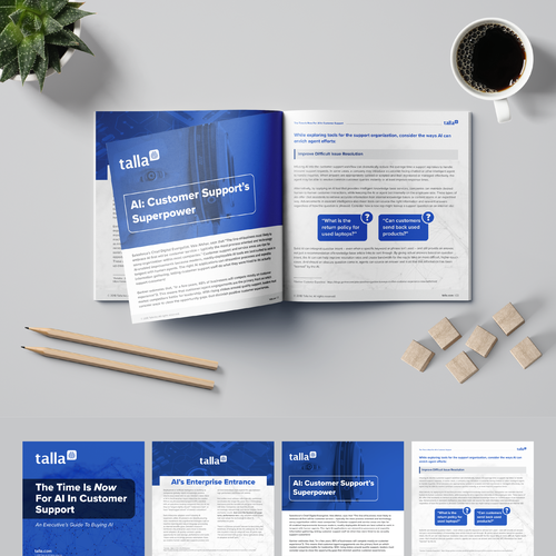 White paper design with the title 'eBook designed for an AI company'