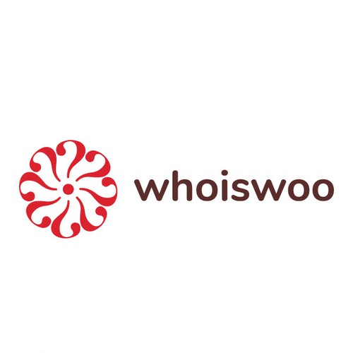 Dating app logo with the title '"whoiswoo" Question mark + Flower Inspired Logo Design'