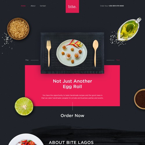 Food website with the title 'Contest Entry'