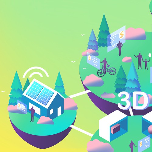 Environment artwork with the title 'Blockchain illustration'