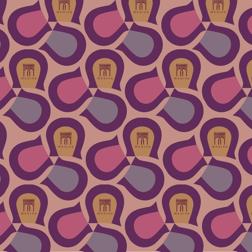 Horseshoe design with the title ' Design a Pattern inspired from an inconic site in Morroco for the interior of leather products'
