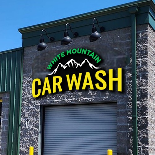 Best logo with the title 'White Mountain Car Wash'