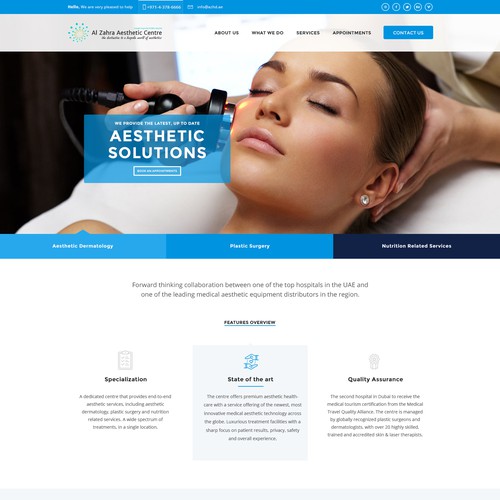 Cosmetics website with the title 'Medical Aesthetic web site design'