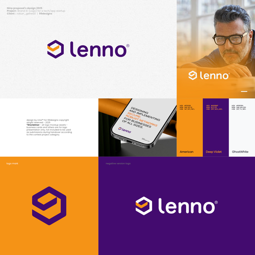 Delivery brand with the title 'lenno - tech app startup logo brand'