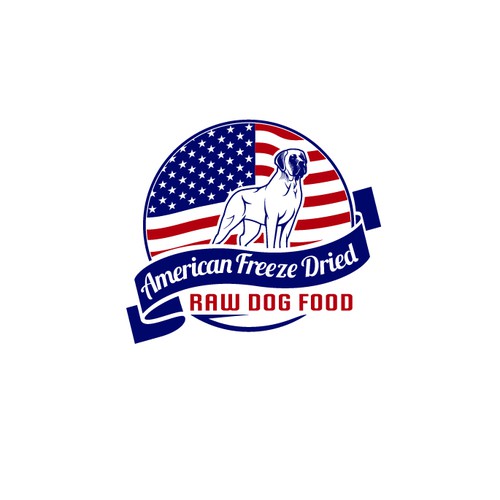Pet food logo with the title 'a American Flag and Mastiff including Patriotic Themed Dog Food  Logo Proposal'