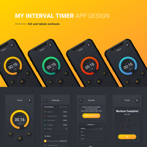 Notification design with the title 'Interval timer app design'