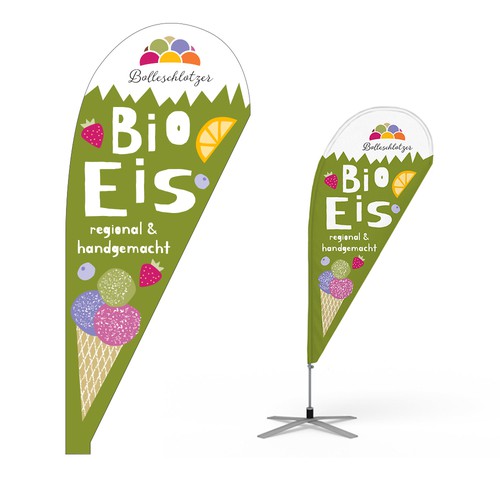 Bio design with the title 'Beachflag im Handmade-Style für Bio-Eis'