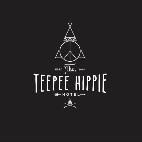 Hippie design with the title 'The Hippie Teepee Hotel'