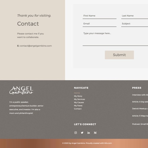 Speaker design with the title 'New website design'