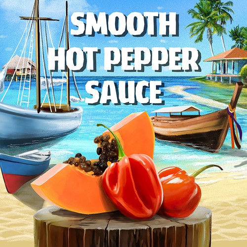 Label artwork with the title 'Label illustration for Tropical Sun Food'