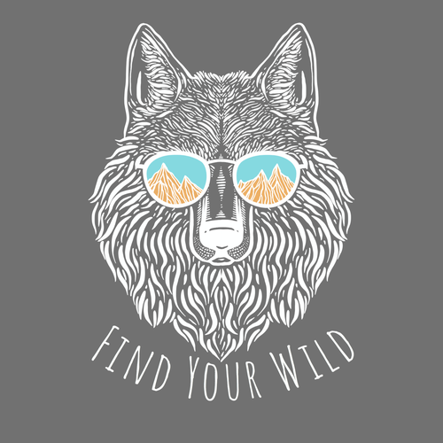 Wolf t-shirt with the title 'Outdoorsy T-shirt Design '