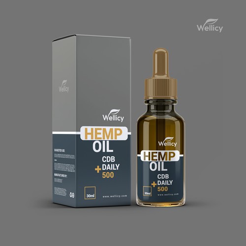 Box label with the title 'label and packaging for Wellicy'