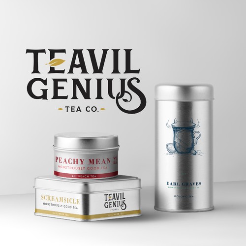 Tin design with the title 'Natural Tea Tin Packaging Set'
