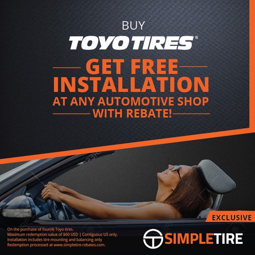 Instagram ad design with the title 'Facebook ad for Toyo Tires'