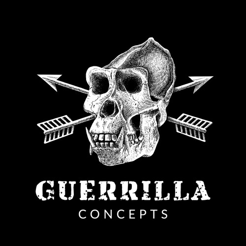 Etching design with the title 'Etching style logo for Guerrilla Concepts'
