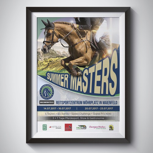 Equestrian design with the title 'Summer Masters - Equestrian sports - Showjumping'