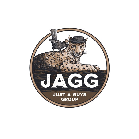 黑色和棕色的标志，标题为“JAGG”