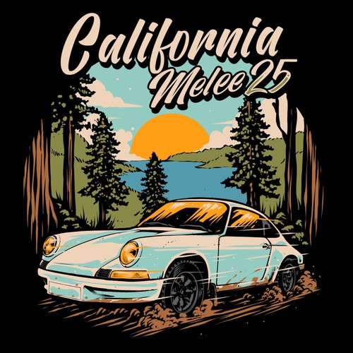Car t-shirt with the title 'California Melee 25'