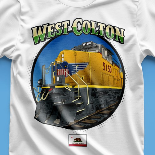 Classic t-shirt with the title 'Locomotive Vector T-shirt Design'