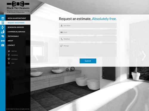 Black website with the title 'Landing Page Design for Black Tie Cleaners'