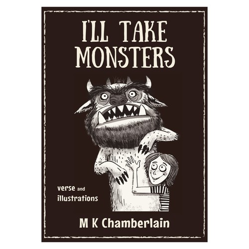 Children artwork with the title 'I'll take monsters'