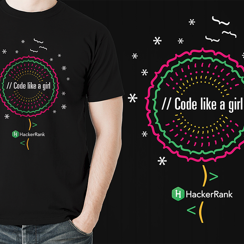 Computer t-shirt with the title 'Code Like A Girl'