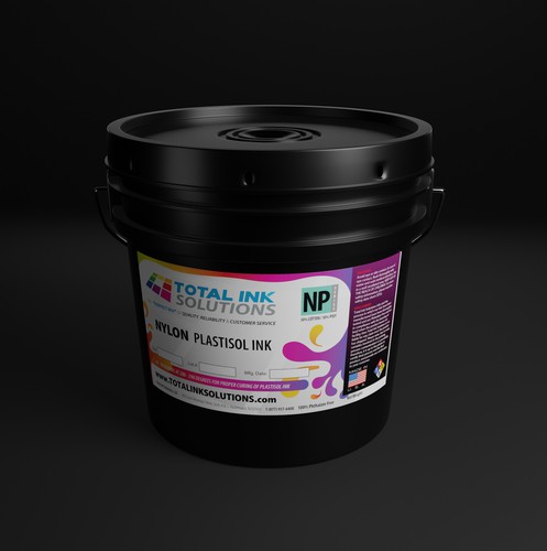 Mockup packaging with the title 'Ink Container Label design'