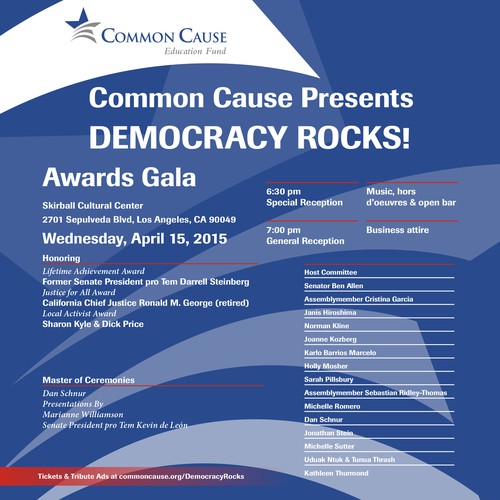Award design with the title 'California Common Cause Awards Invite'