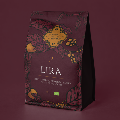 Fancy design with the title 'Tea Packaging Lira'