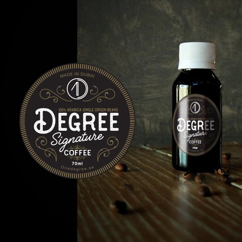 Food packaging label with the title 'Coffee Shot label packaging'