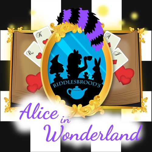 Rabbit illustration with the title 'Alice in Wonderland logo'