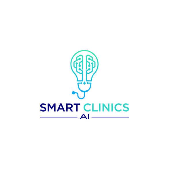 Stethoscope logo with the title 'Modern logo for AI Healthcare Software'