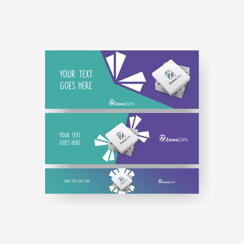 Gift box design with the title 'Social Media Pack for Zawa Gifts!'