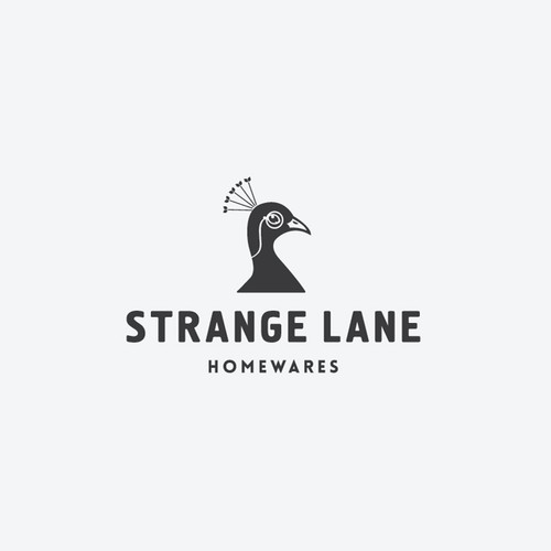 Peacock design with the title 'Strange Lane Retail Logo'