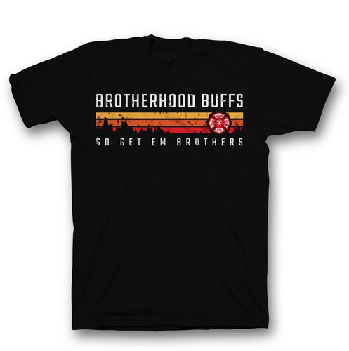 Sunset t-shirt with the title 'The Brotherhood Buffs New Firefighter T-Shirts'