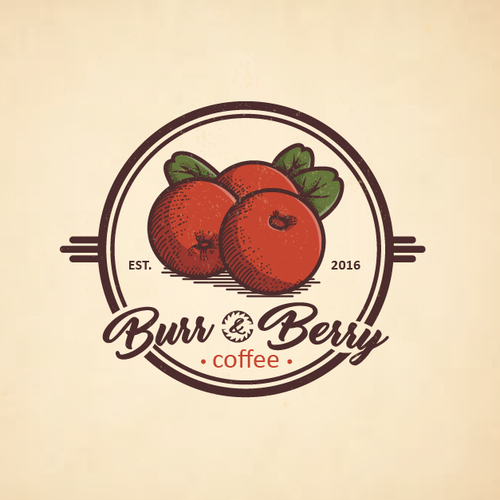 Engraving logo with the title 'vinatge logo for burr and berry coffe'