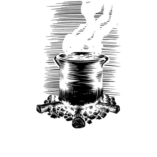 Pot design with the title 'Create a Black and White Illustration for a Salsa Label'
