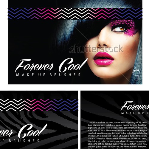 Makeup design with the title 'Logo and Box for Make up Brushes'