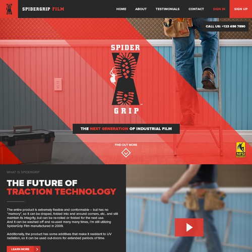 Floor design with the title 'SpiderGrip Film website'