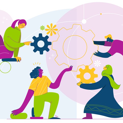 Collaboration design with the title 'Stylish illustration'