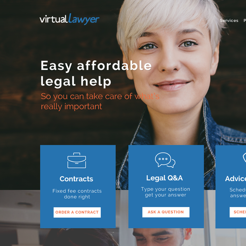 Orange website with the title 'Lawyer Site Service'