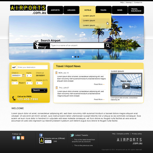 Airport design with the title 'Create the next website design for Airports.com.au'