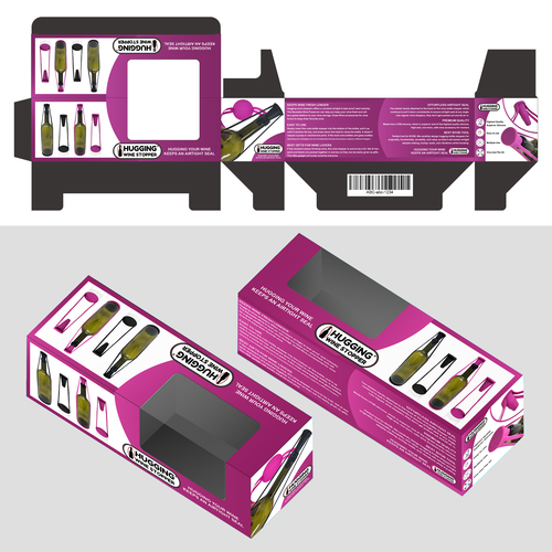 Wine packaging with the title 'Packaging for wine stopper company'