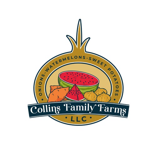 Onion logo with the title 'Collins Family Farms'